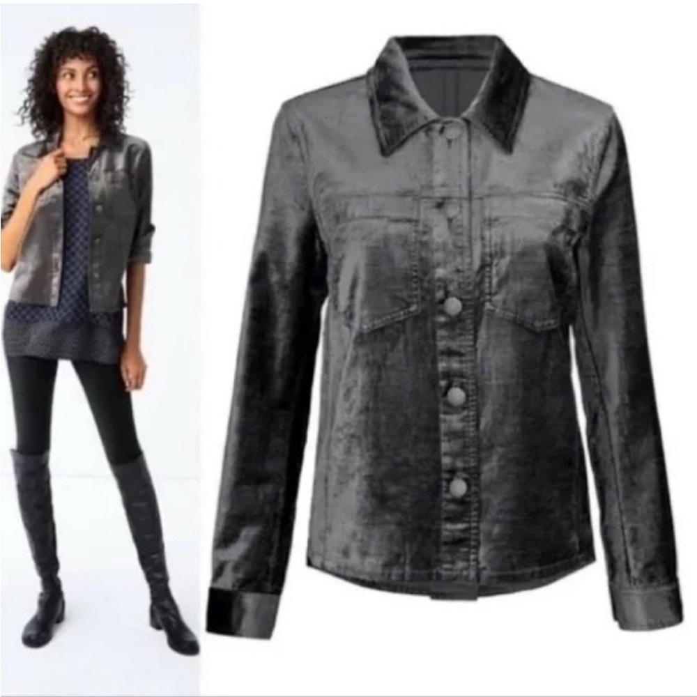 CAbi Gray Velvet Blazer